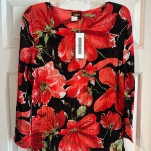 Women's Floral Tunic Top - Red and Black